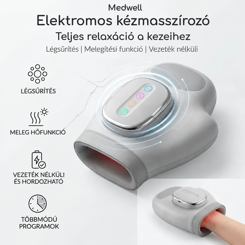 Elektromos kézmasszírozó légpárnás kompresszióval és vibrációval