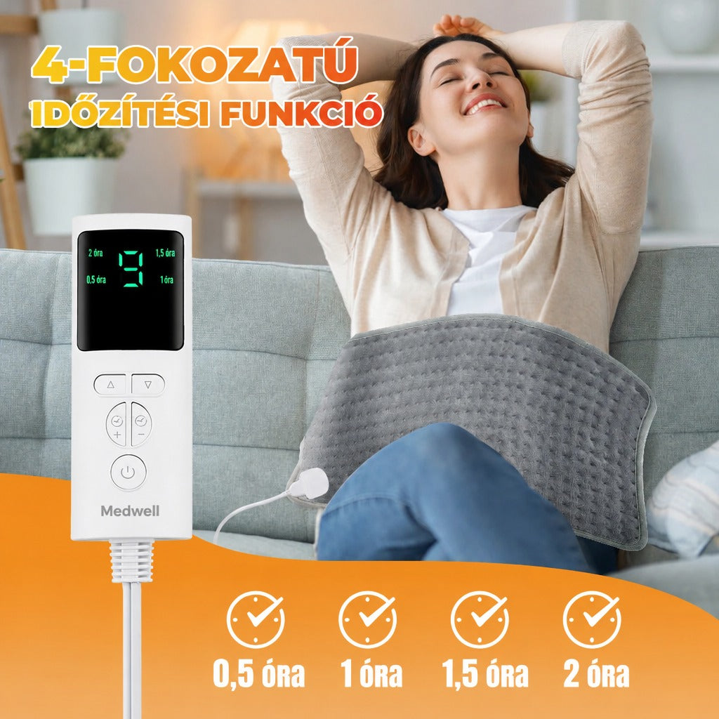 Elektromos melegítő párna, 60 × 30 cm, 9 fokozat