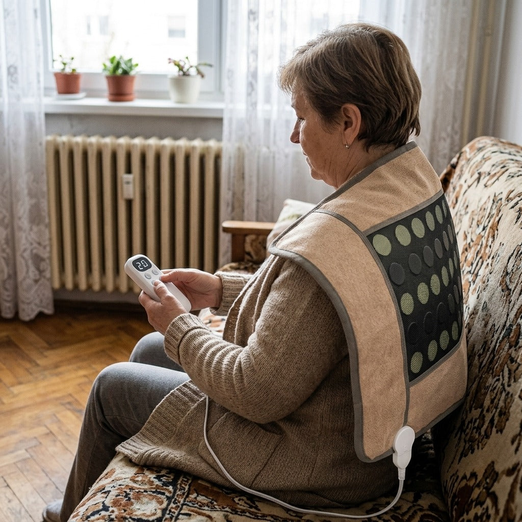 Elektromos melegítőpárna időzítővel és automatikus kikapcsolással - használat közben