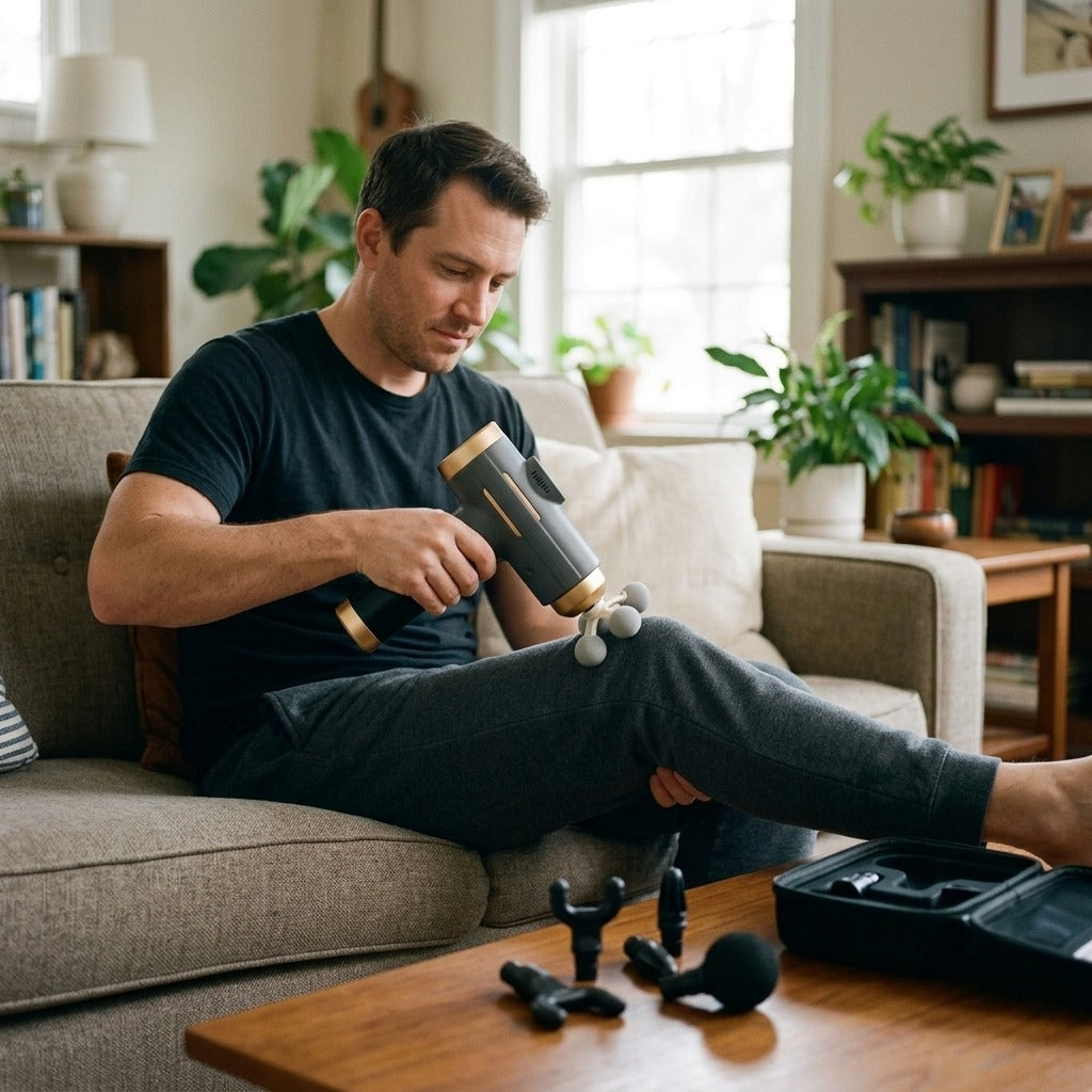 Electric Massage Gun with 11 Attachments - at home