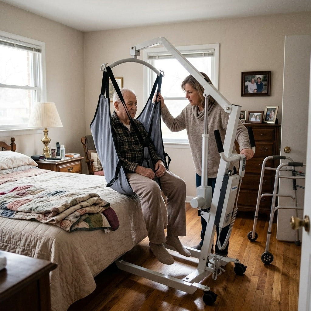 Electric Patient Hoist with Sling - at home