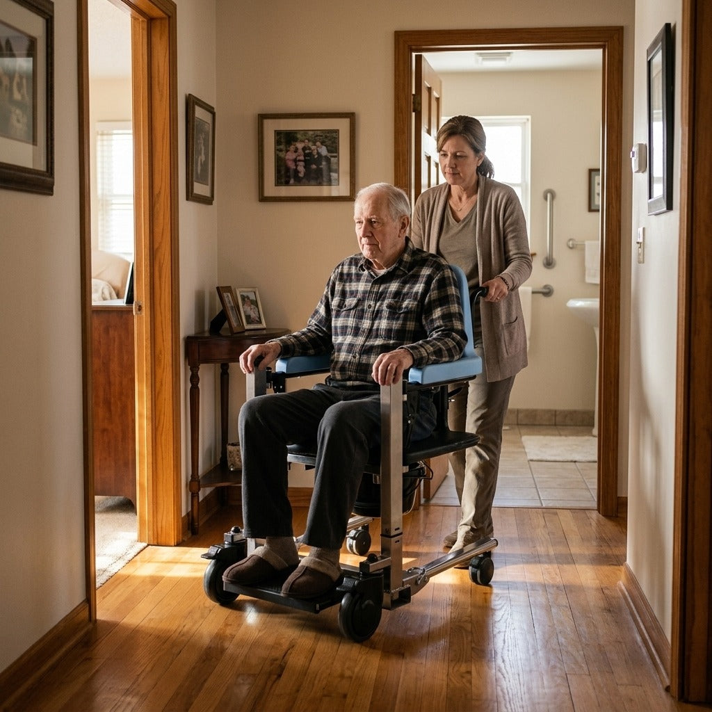 Electric Patient Transfer Chair for Bathroom Use - at home