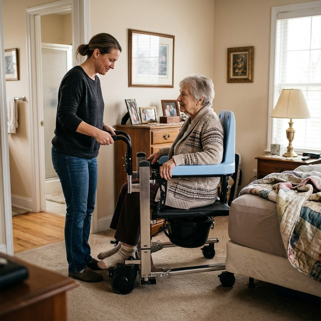 Electric Patient Transfer Chair for Bathroom Use - in everyday life