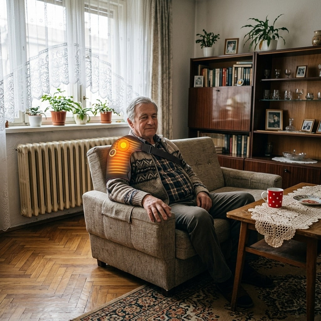 Elektromos vállmasszírozó öv melegítéssel és rezgéssel - a mindennapokban