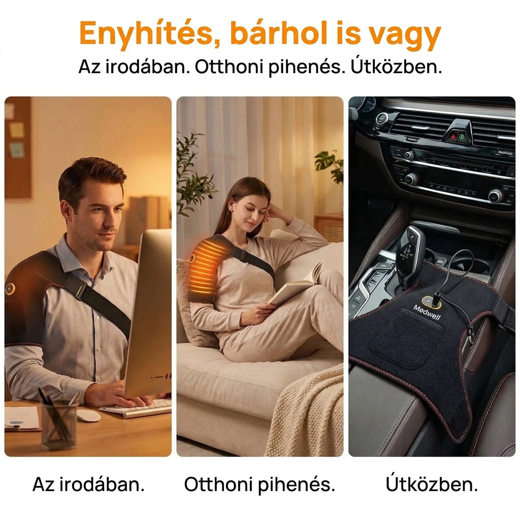 Elektromos vállmasszírozó öv melegítéssel és rezgéssel