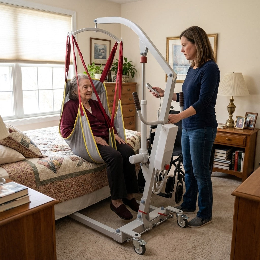 Electric Stand Assist Patient Lift, Transfer Chair and Hoist - at home