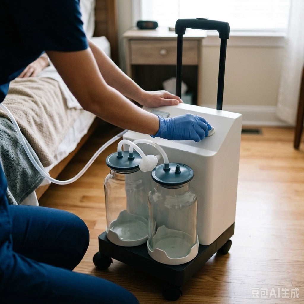 Electric Surgical Aspirator with Two Bottles - in use