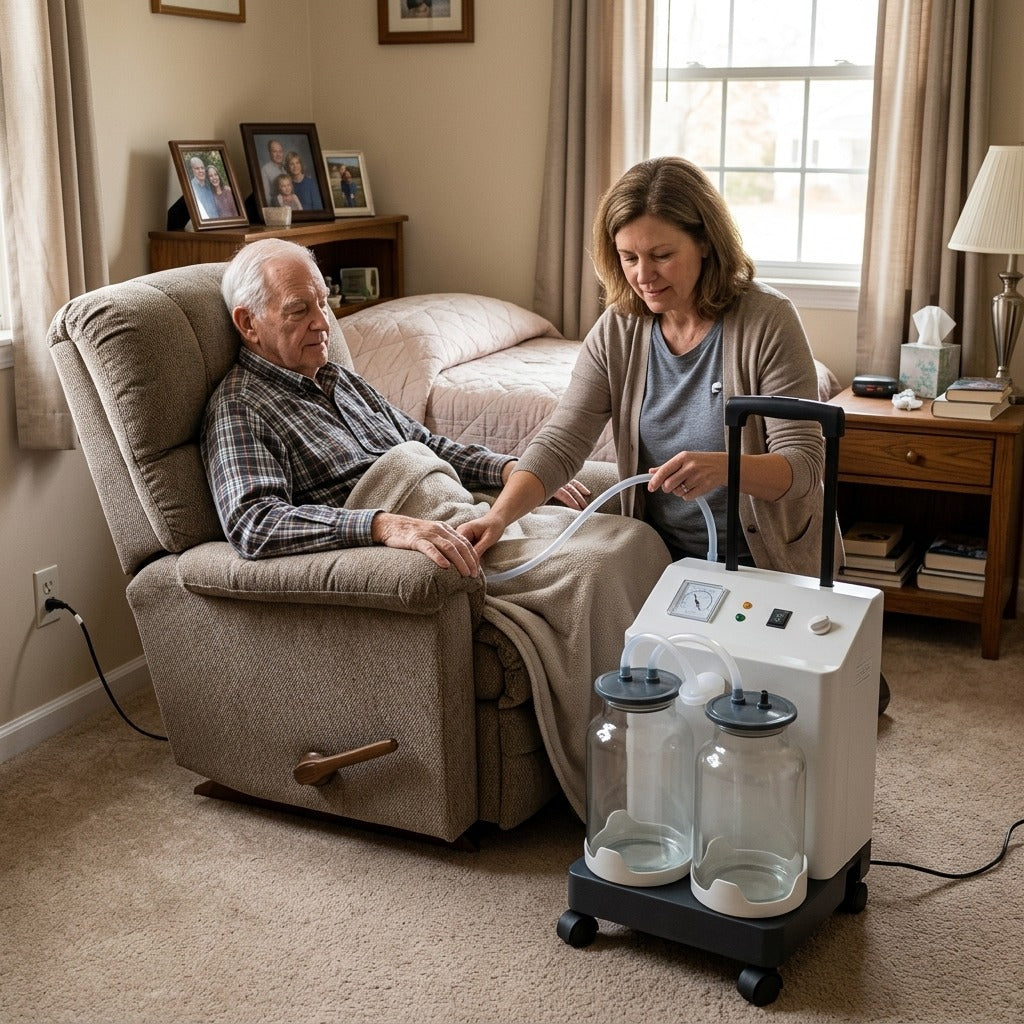 Electric Surgical Aspirator with Two Bottles - at home