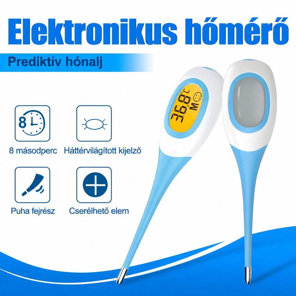 Elektronikus, puha végű hőmérő szájban vagy hónaljban való méréshez