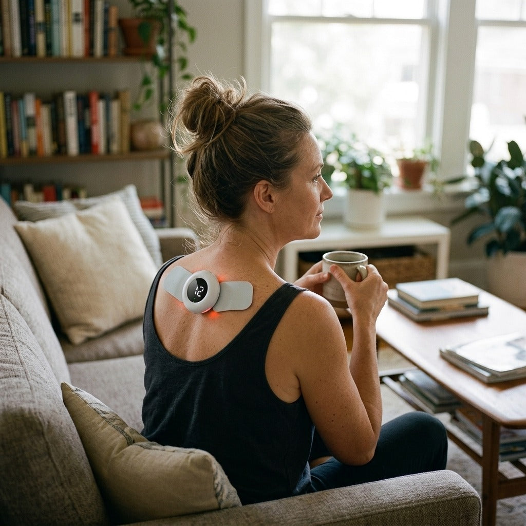 EMS TENS Body Therapy Massager with Red Light - at home