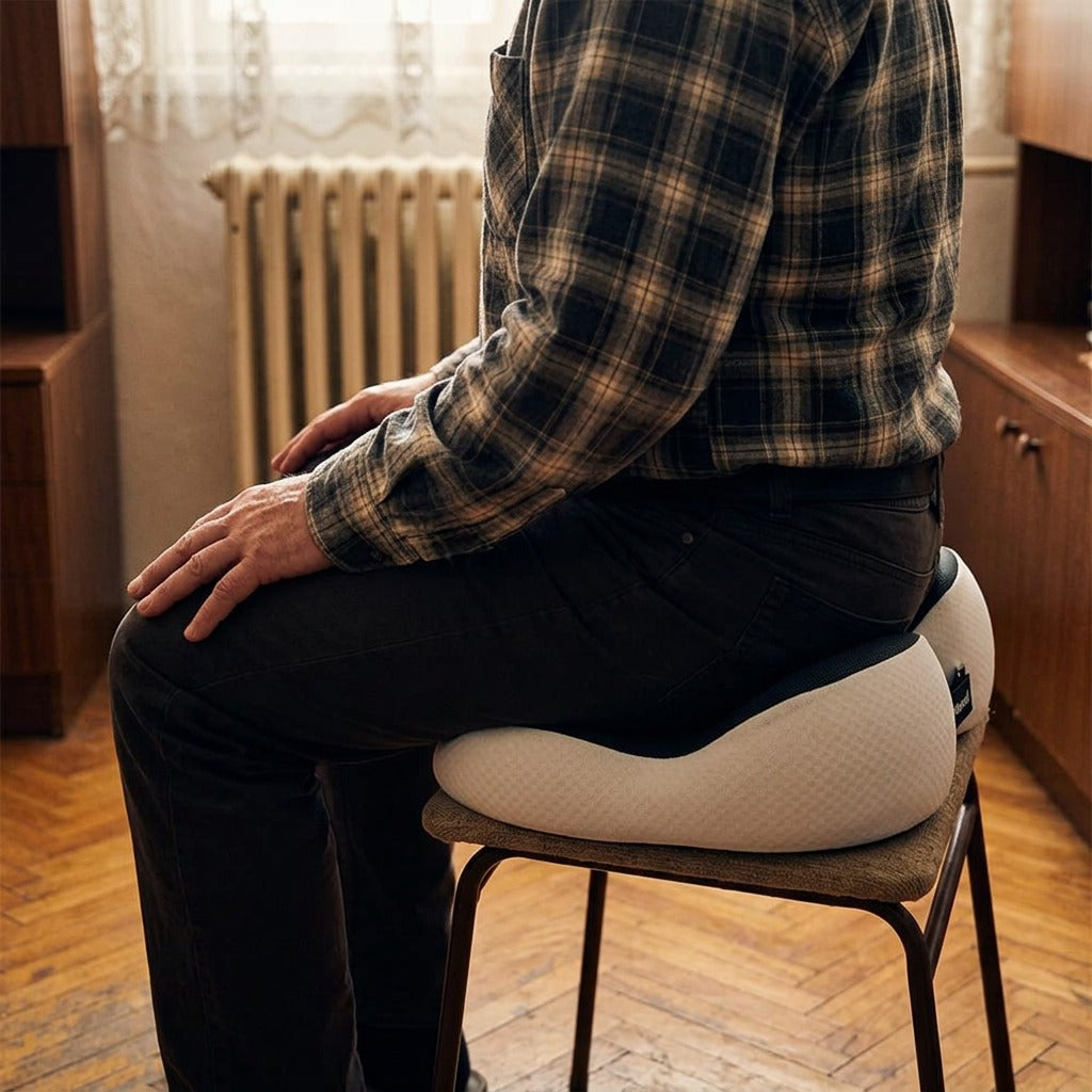 Ergonomikus, ívelt ülőpárna - használat közben