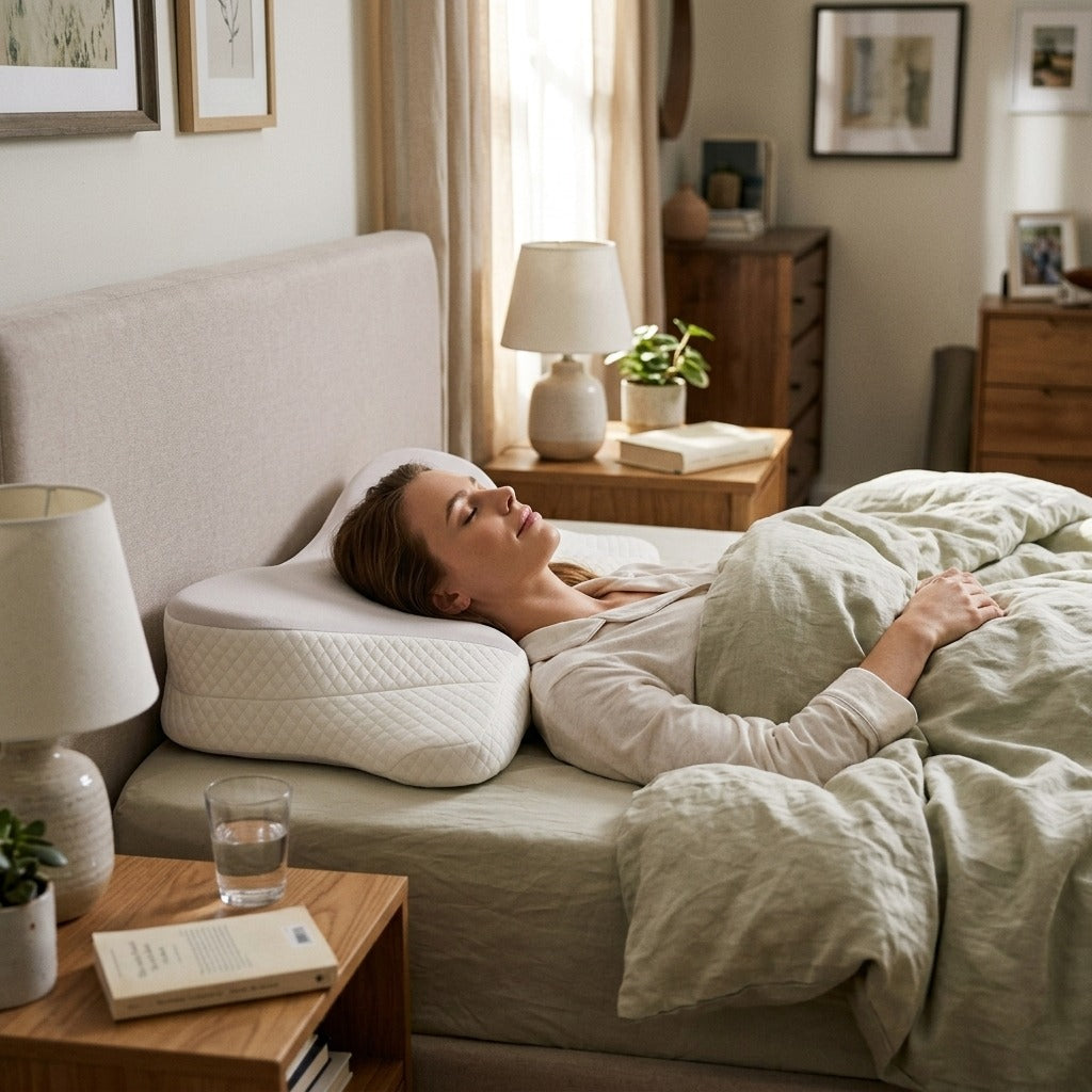 Ergonomic Memory Foam Bed Pillow with Cooling Pillowcase - in everyday life