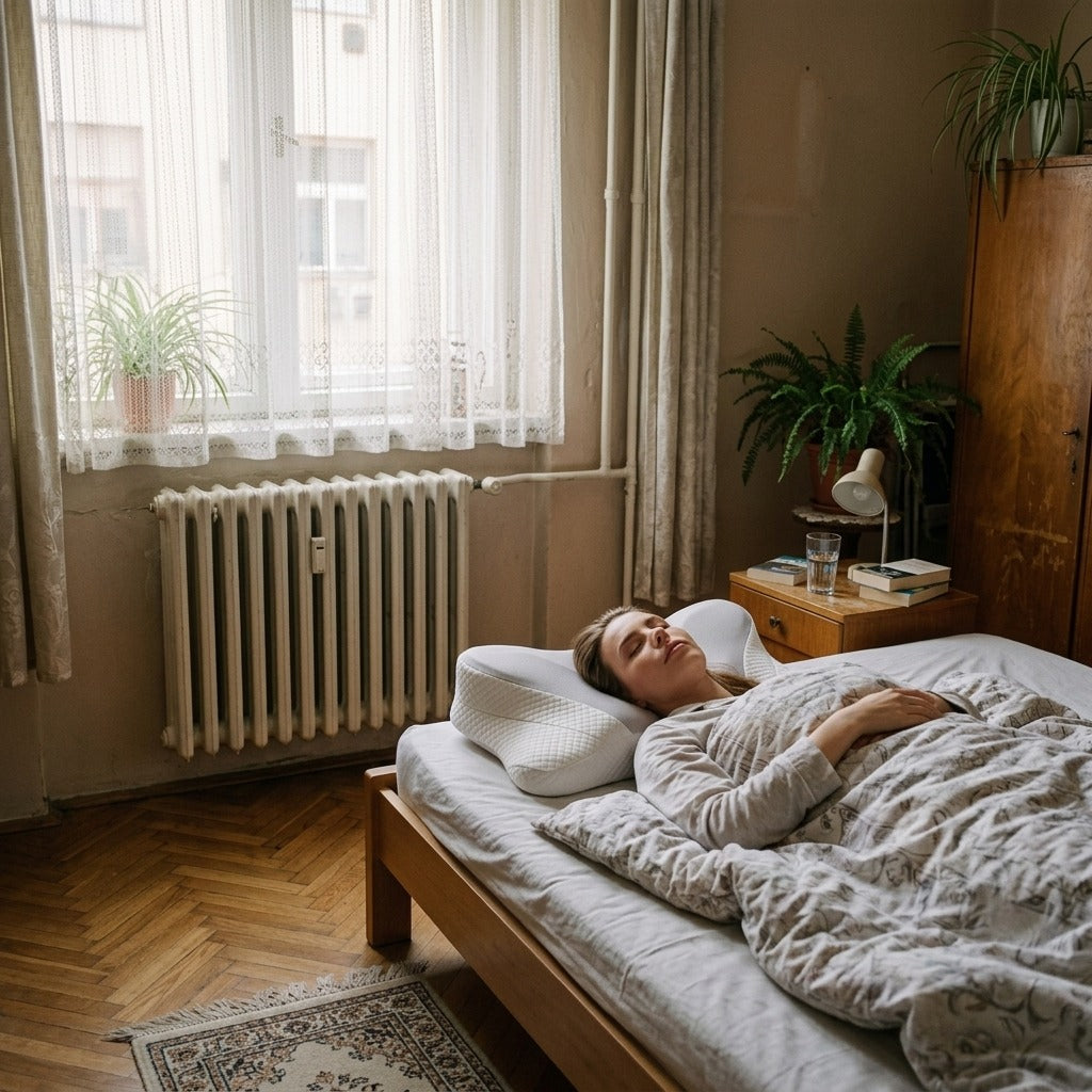 Ergonomikus memóriahabos párna hűsítő huzattal - otthon