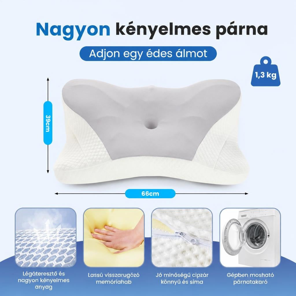 Ergonomikus memóriahabos párna hűsítő huzattal