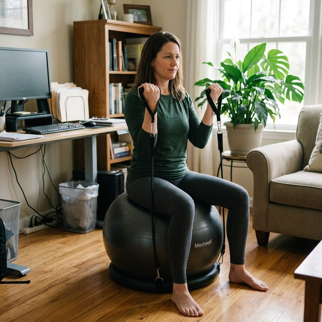 Exercise Ball Chair Set with Resistance Band - in everyday life