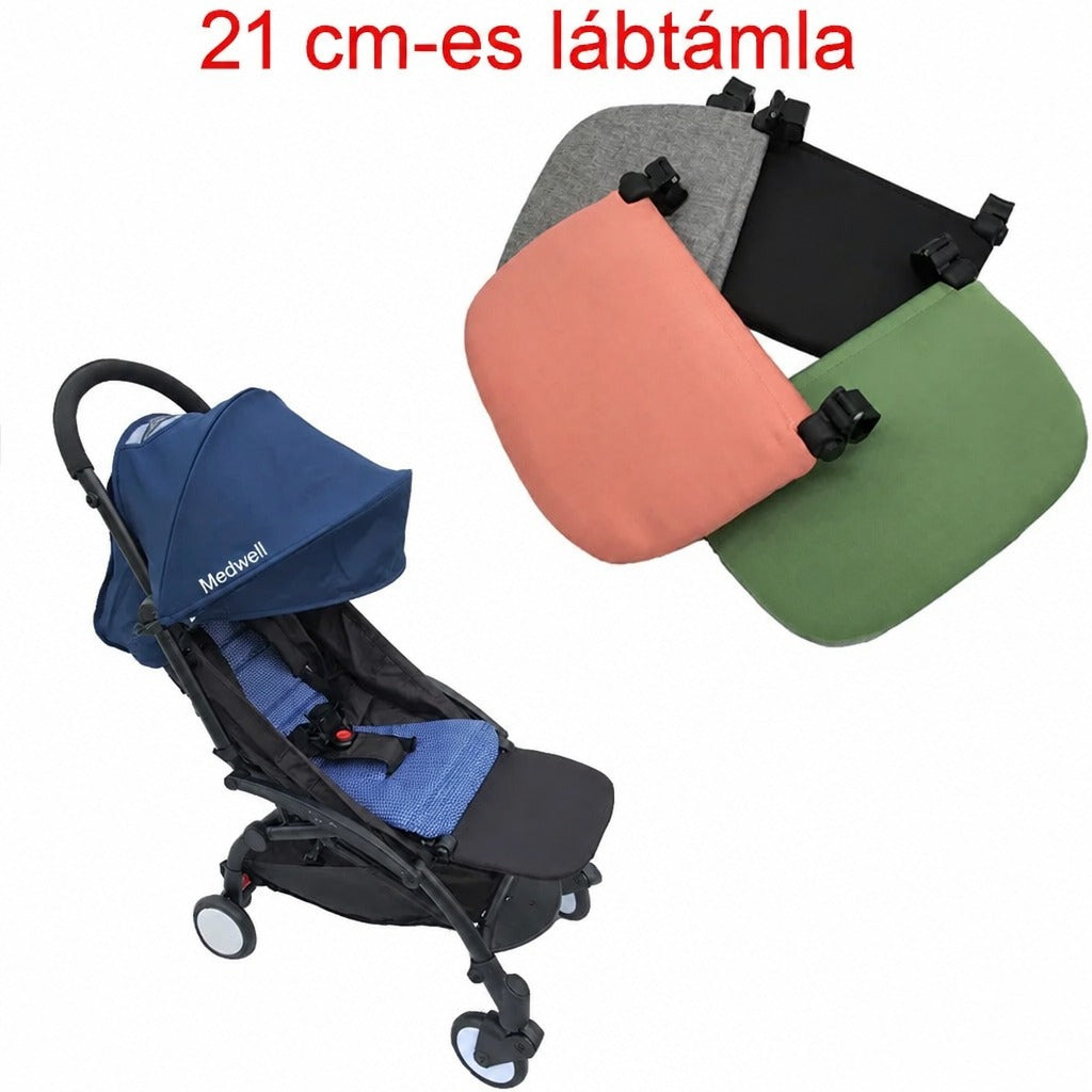 Babakocsihoz csatlakoztatható 21 cm-es lábtámla több különböző színben.