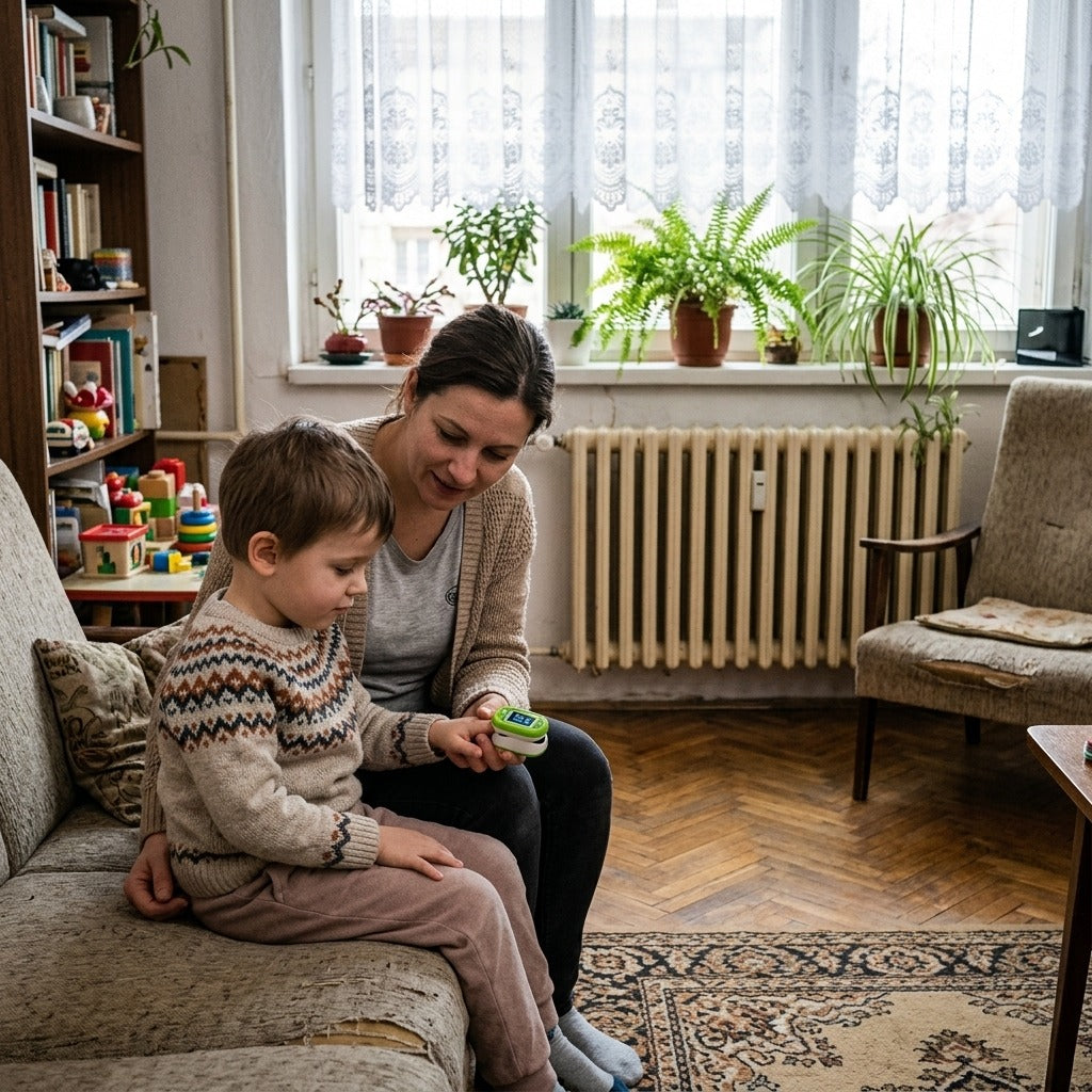 Ujjbegyes pulzoximéter HD LED-kijelzővel, gyerekeknek szánt rajzfigurás mintával - a mindennapokban