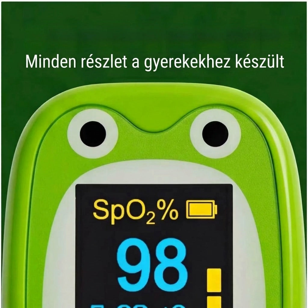 Ujjbegyes pulzoximéter HD LED-kijelzővel, gyerekeknek szánt rajzfigurás mintával