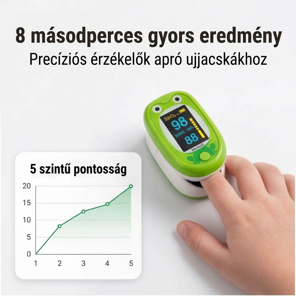 Ujjbegyes pulzoximéter HD LED-kijelzővel, gyerekeknek szánt rajzfigurás mintával