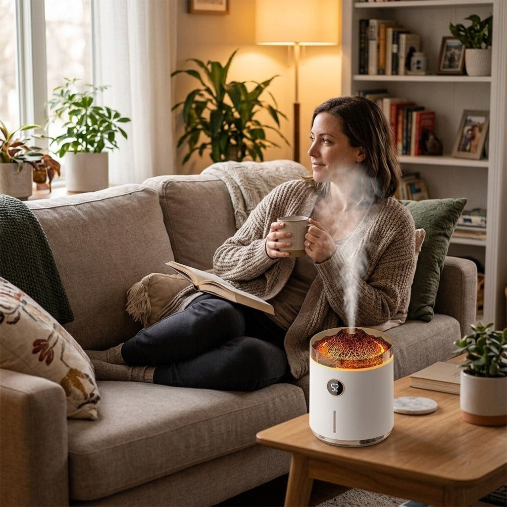 Flame-Style Mist Humidifier and Aroma Diffuser - in everyday life