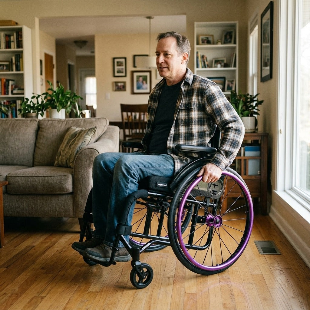 Foldable 24-Inch Manual Wheelchair - at home