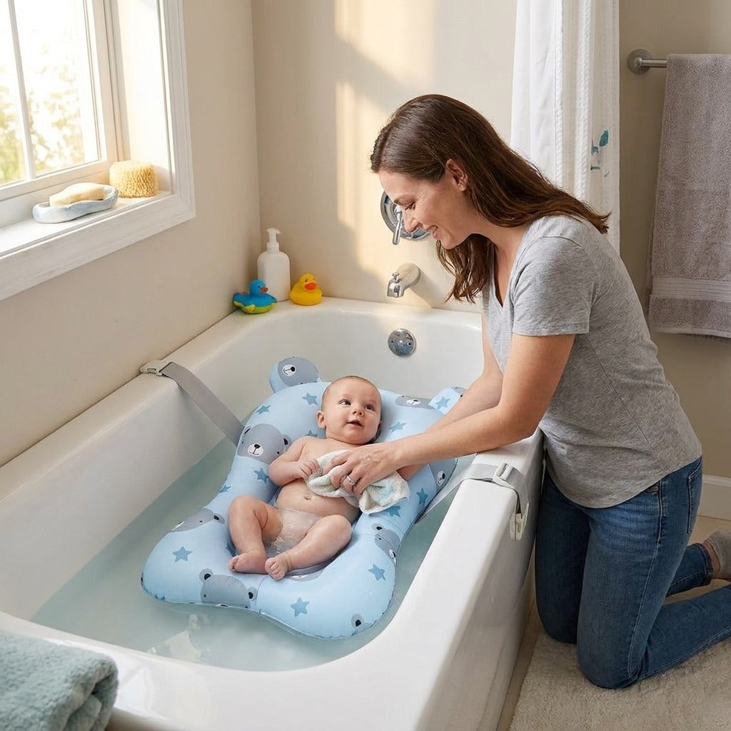 Foldable Adjustable Baby Bath Seat Pad - at home