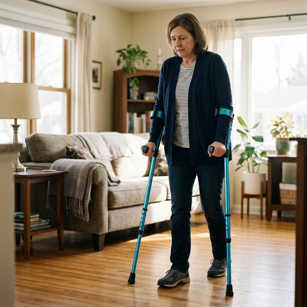 Foldable Adjustable Forearm Crutches for Adults - at home