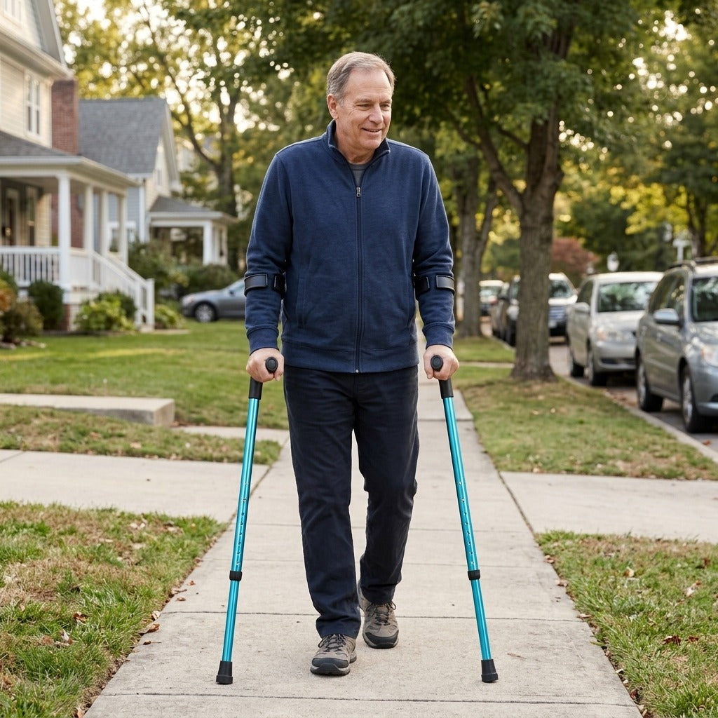 Foldable Adjustable Forearm Crutches for Adults - in everyday life