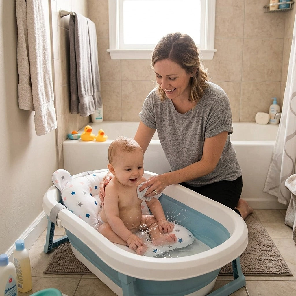Foldable Anti-Slip Baby Bath Seat Mat - at home