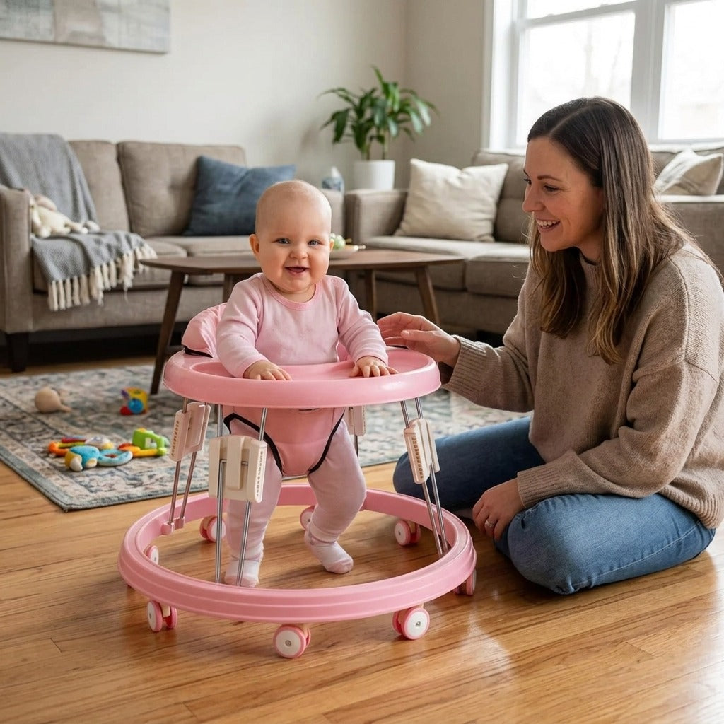 Foldable Baby Walker with Brake and 5 Height Settings - in everyday life