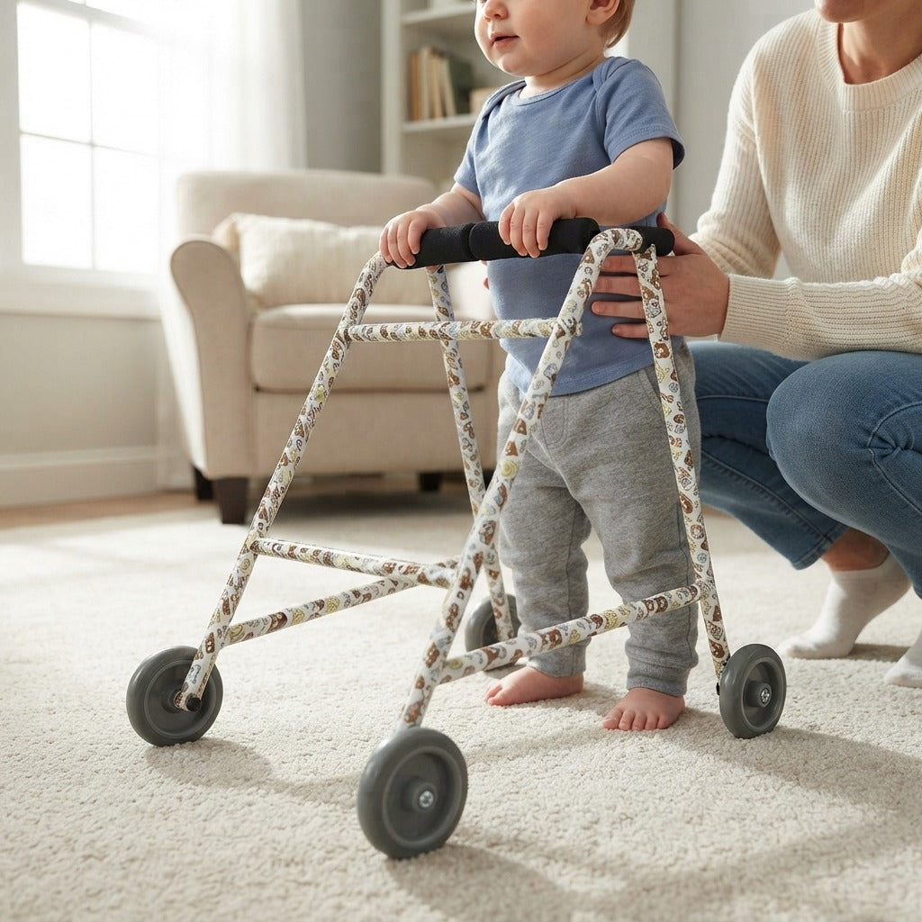 Foldable Children's Walker with Wheels - in use