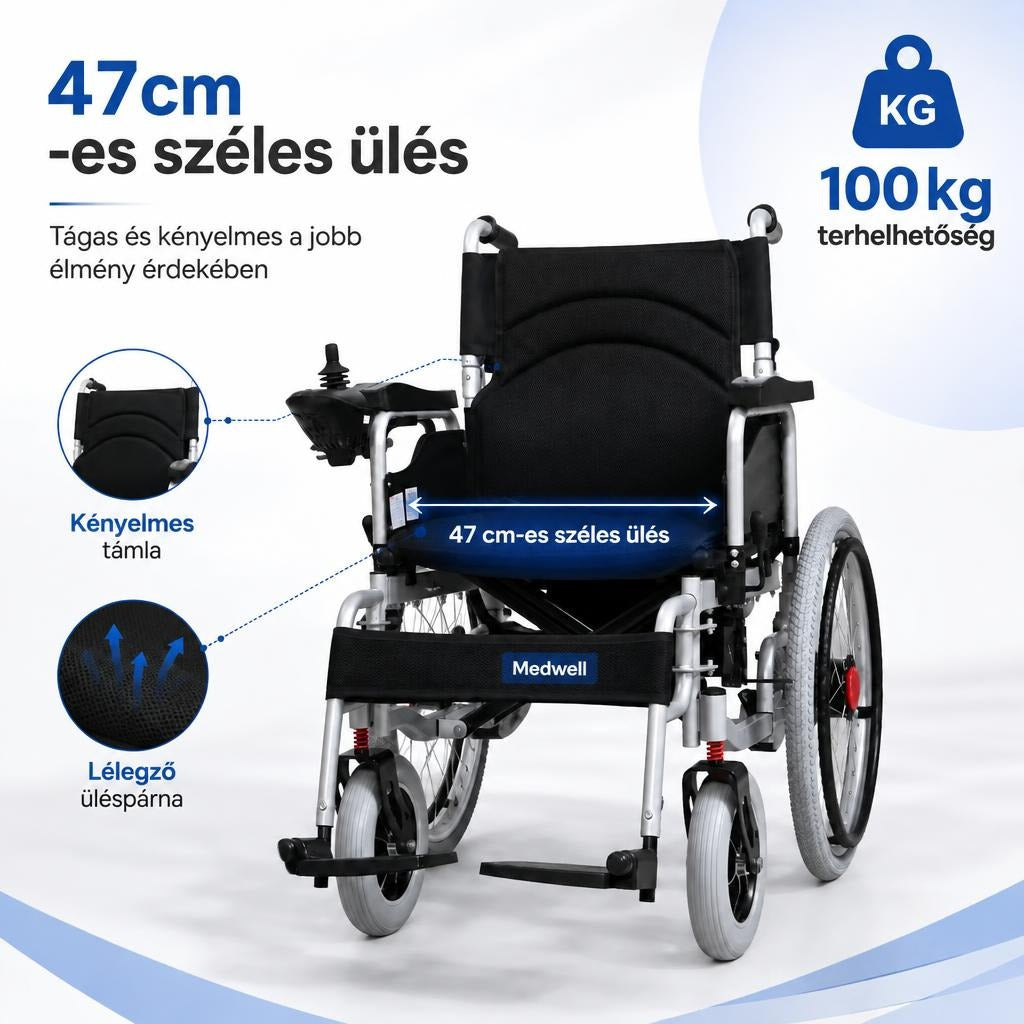 Összecsukható, kétmotoros elektromos kerekesszék