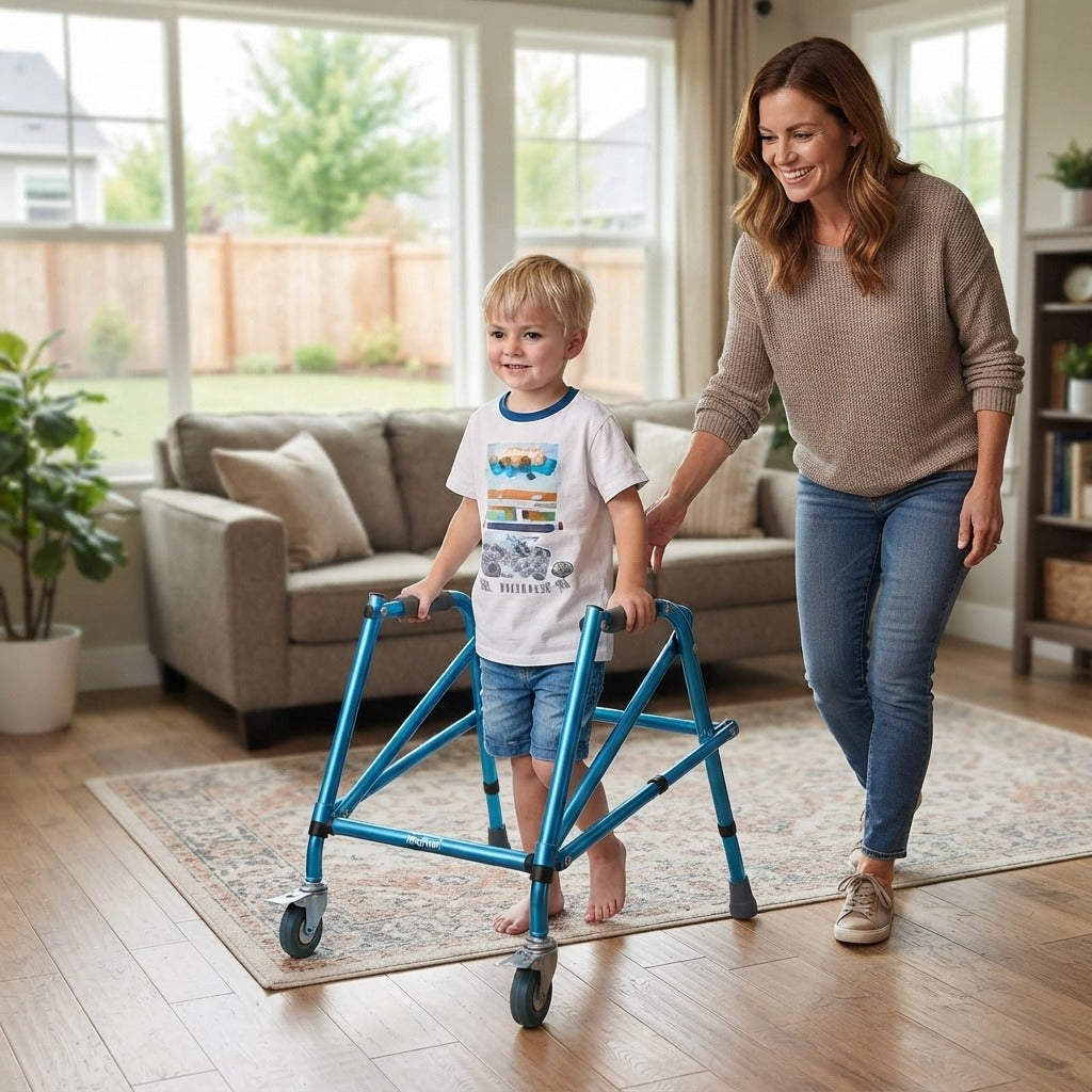Foldable Four-Wheeled Walker for Children - in everyday life