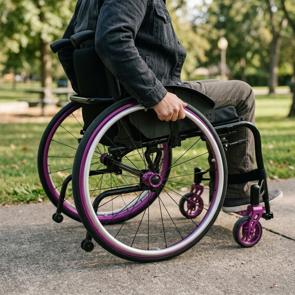 Foldable Manual Wheelchair with Adjustable Backrest - in use