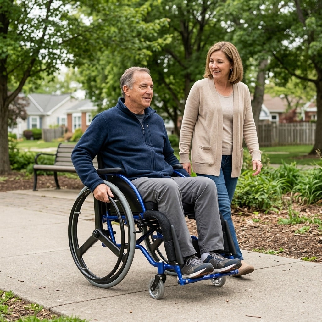 Foldable Manual Wheelchair with Quick-Release Wheels - in everyday life