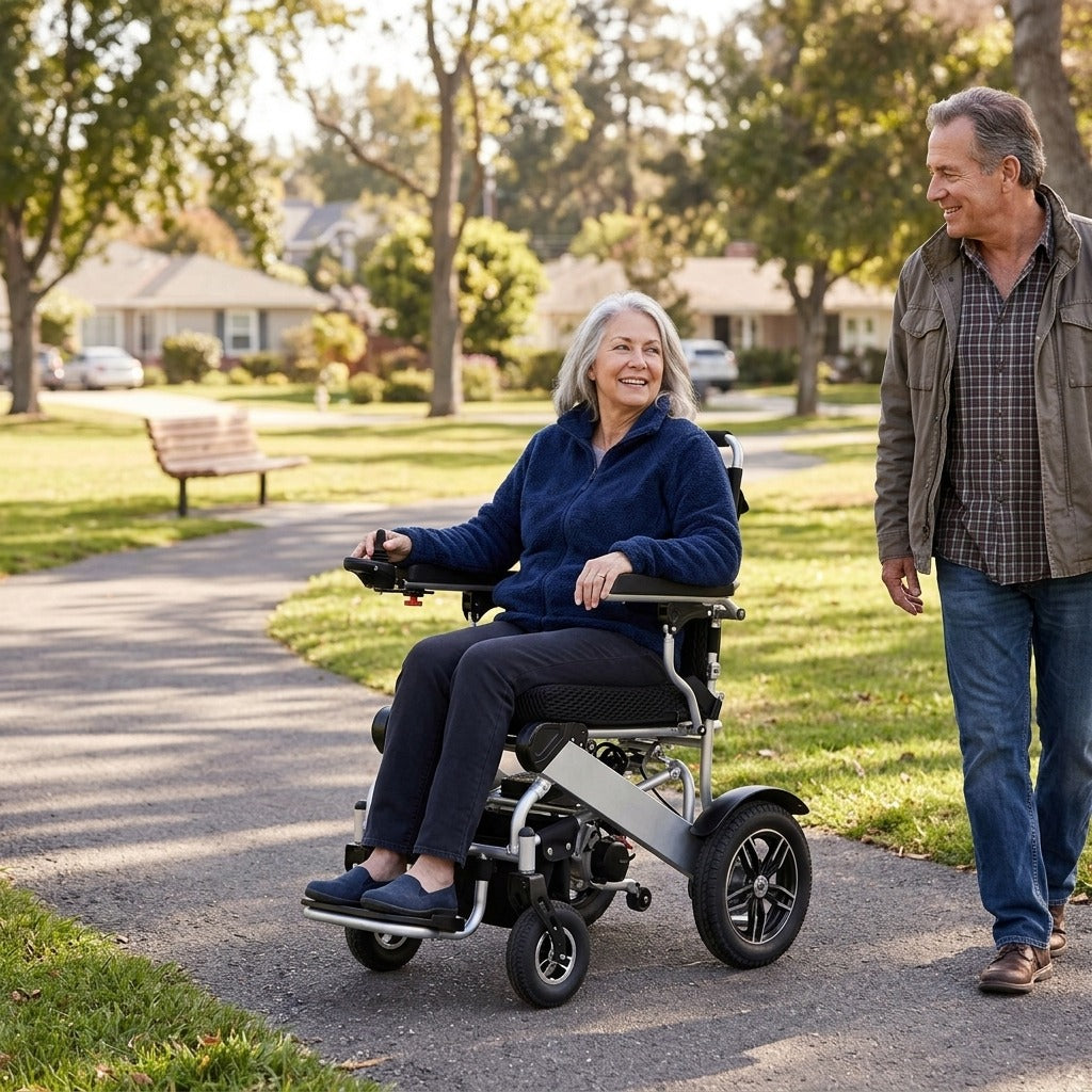 Foldable Non-Electric Wheelchair, 100 kg Capacity - in everyday life