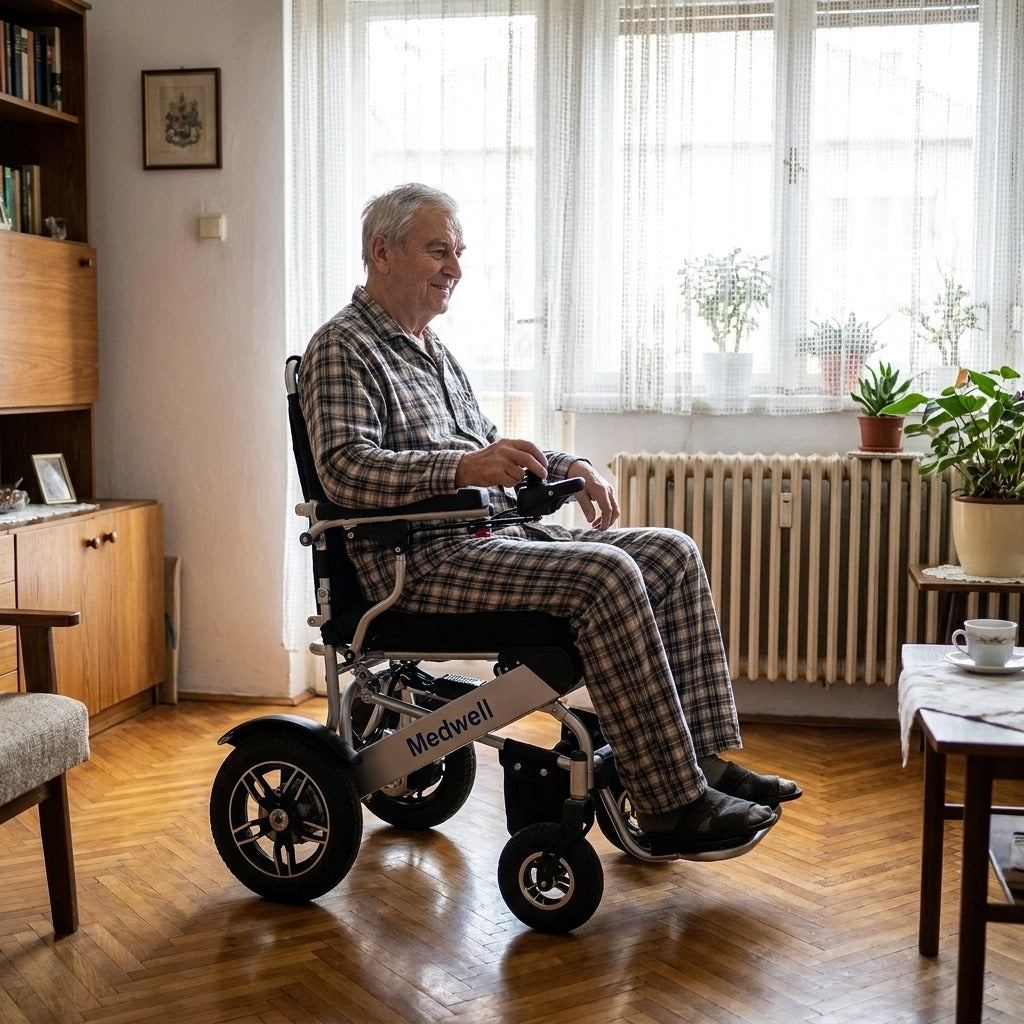 Összecsukható, kézi kerekesszék, 100 kg-ig - otthon