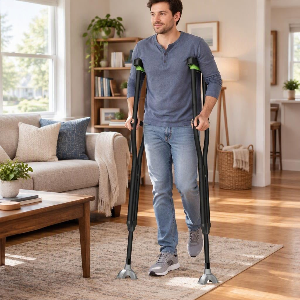 Foldable Stainless Steel Underarm Crutches - at home