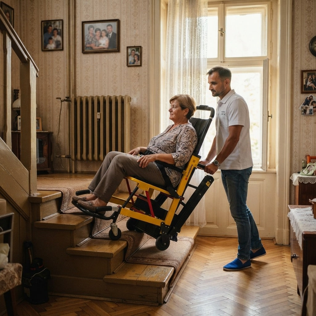 Összecsukható lépcsőjáró kerekesszék - otthon
