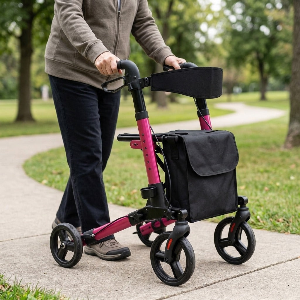 Foldable Walker with Seat - in use