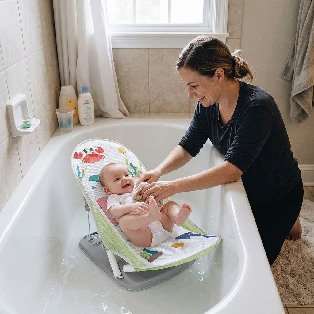 Foldaway Baby Bath Seat, 3 Positions - in everyday life