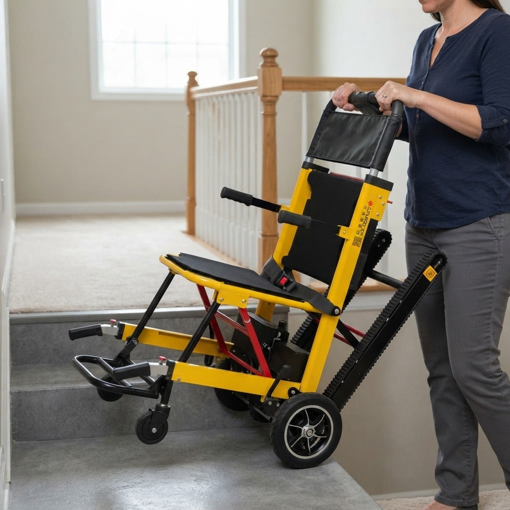 Folding Electric Stair-Climbing Wheelchair - in use