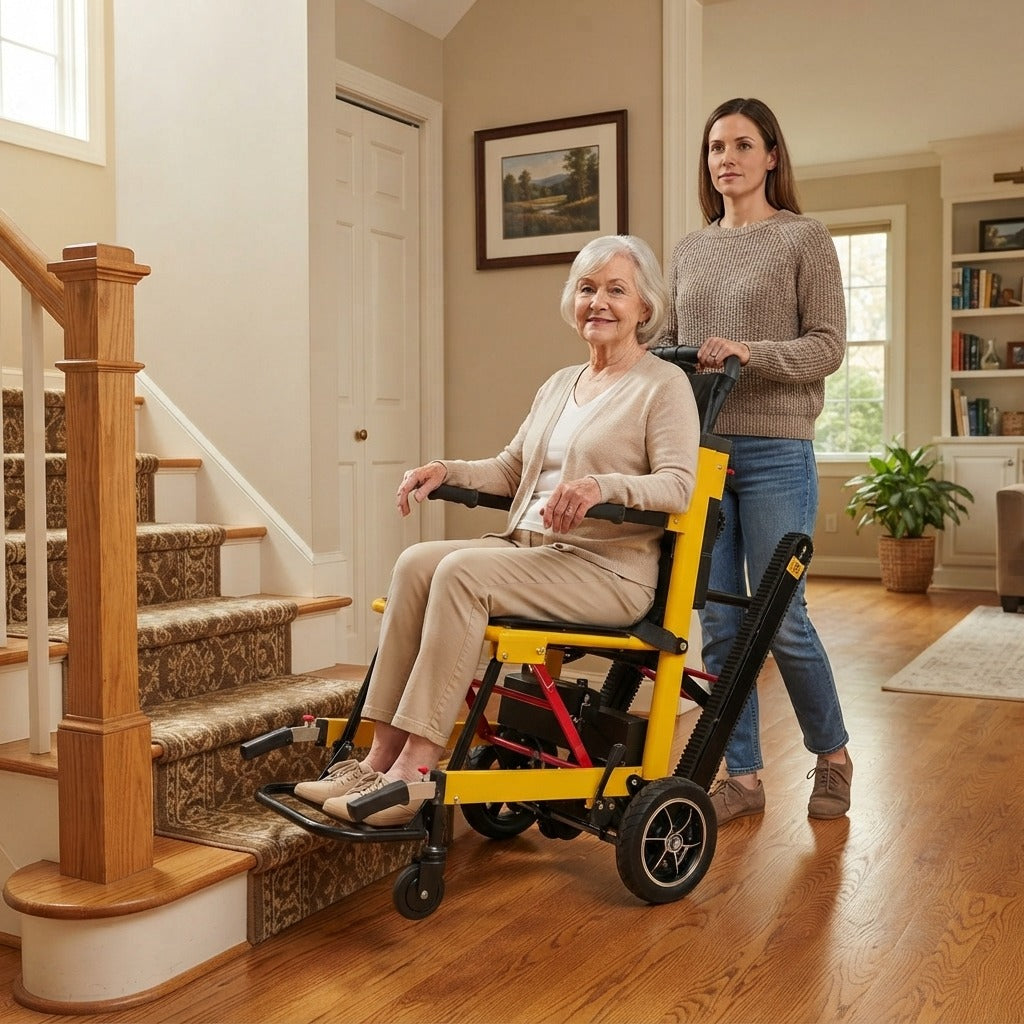 Folding Electric Stair-Climbing Wheelchair - in everyday life