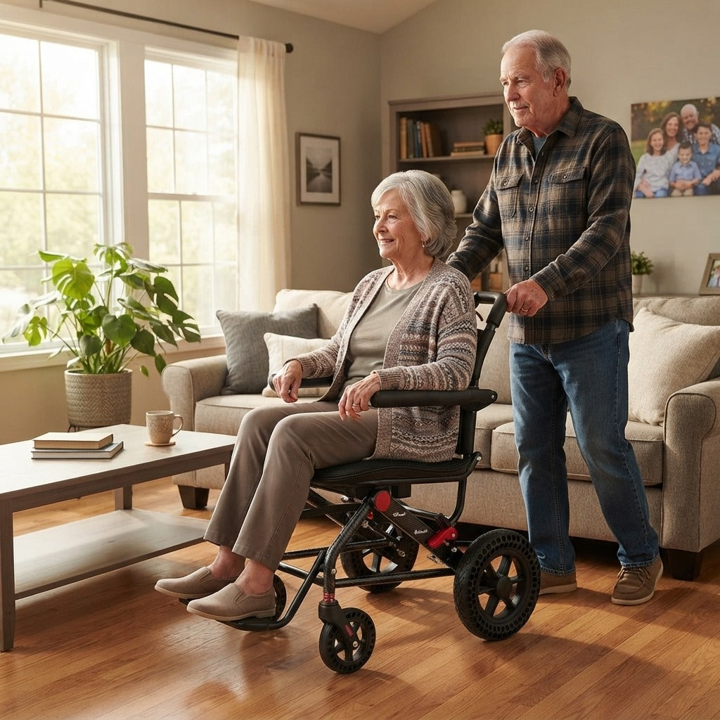 Folding Hand-Push Travel Mobility Cart - at home
