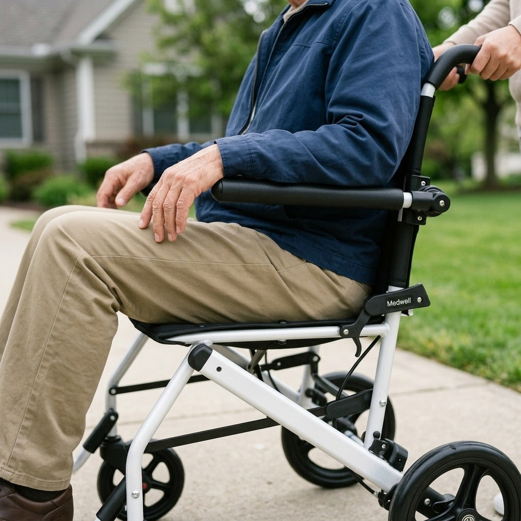 Folding Manual Wheelchair for Home and Travel - in use