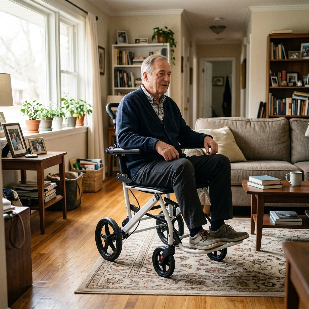 Folding Manual Wheelchair for Home and Travel - at home