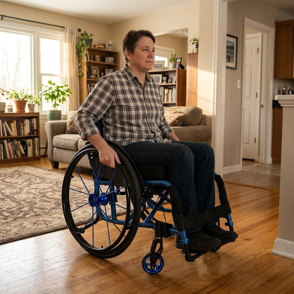 Folding Manual Wheelchair with 130kg Capacity - at home