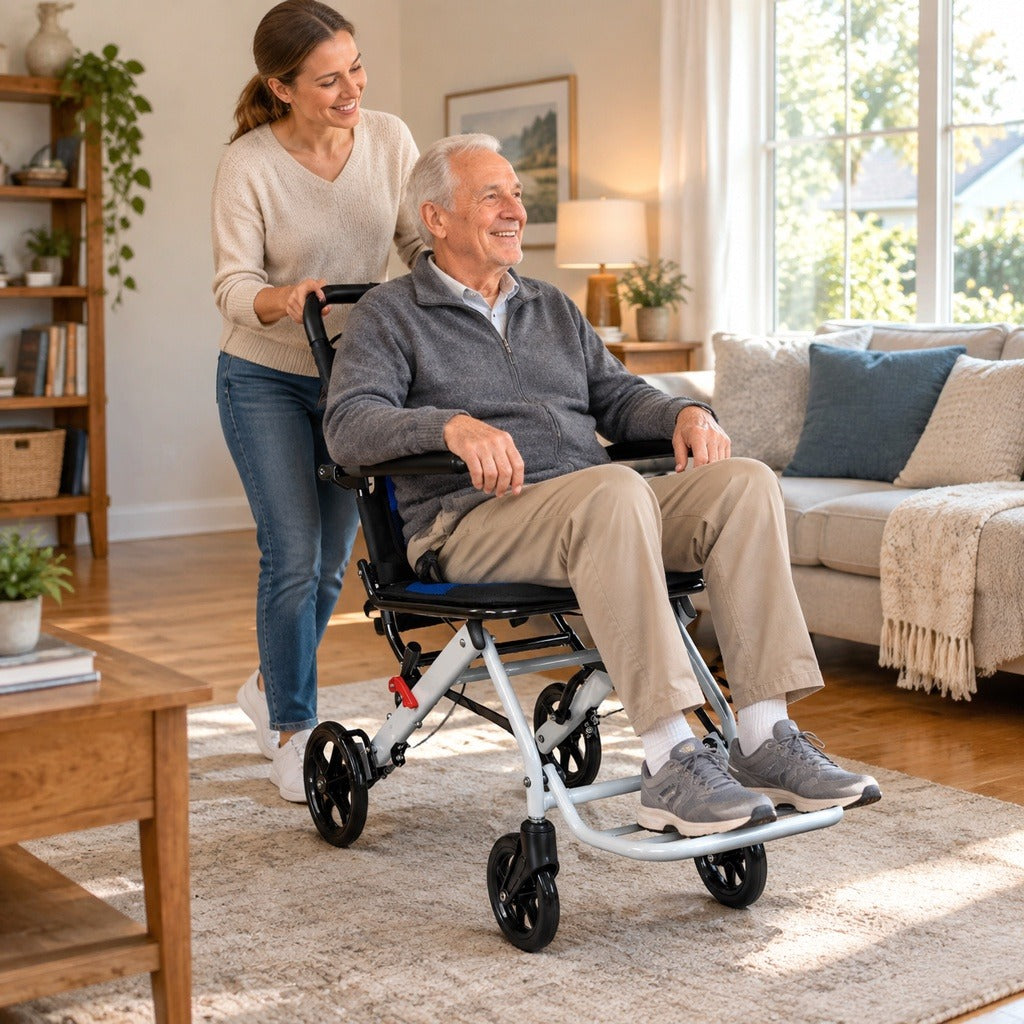 Folding Manual Wheelchair with Flip Armrests - at home