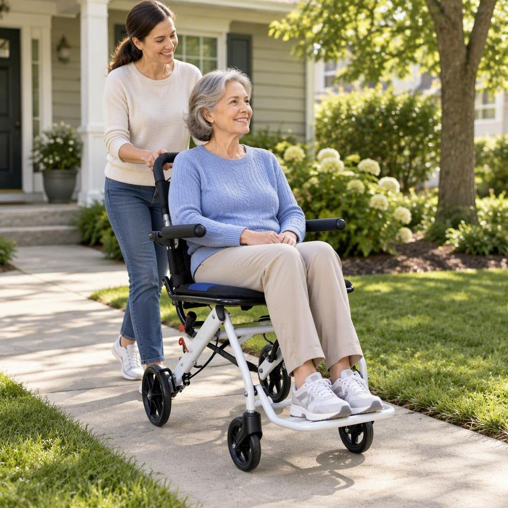Folding Manual Wheelchair with Flip Armrests - in everyday life