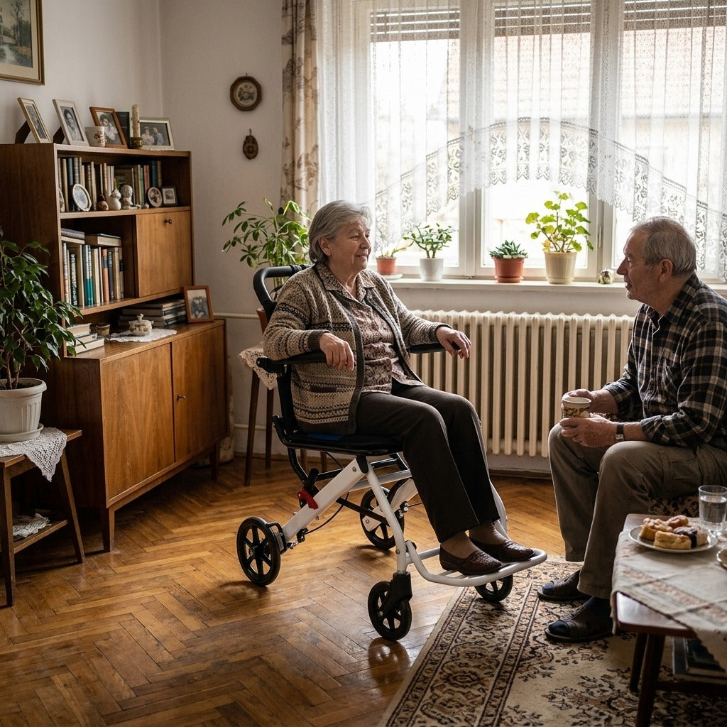 Összecsukható mechanikus kerekesszék felhajtható karfával - otthon